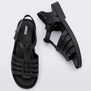 Melissa Matte Black Possession Fresh Sandals Size 5 NIB